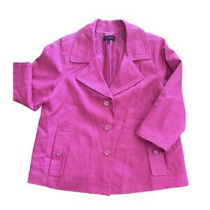 Talbots Pink Blazer 16 Lined 100% Linen 3/4 Sleeve Shoulder Pads